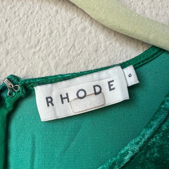 RHODE Pia Green Velvet Draped Mini Dress Size 6 - Picture 4 of 5